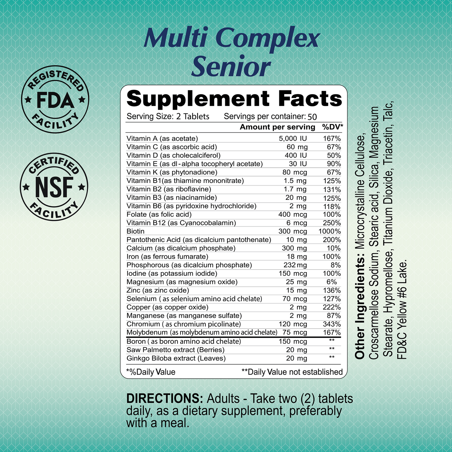 Multi Complex Senior Male Formula - 100 tablets