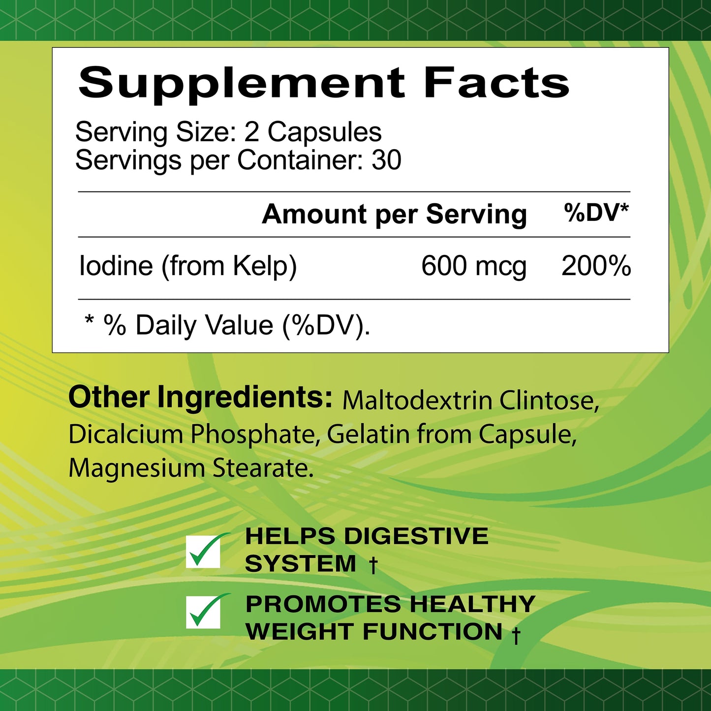 Kelp Natural Iodine Source 300 mg - 60 capsules