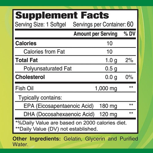 Omega 3 Fish Oil 1000 mg - 60 softgels