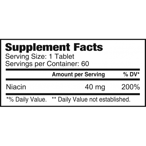 Niacin 40 mh - 60 tablets