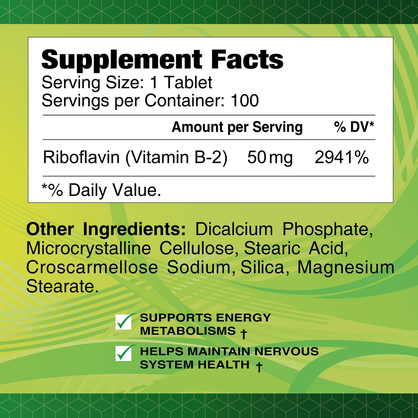 Vitamin B2 50 mg - 100 tablets