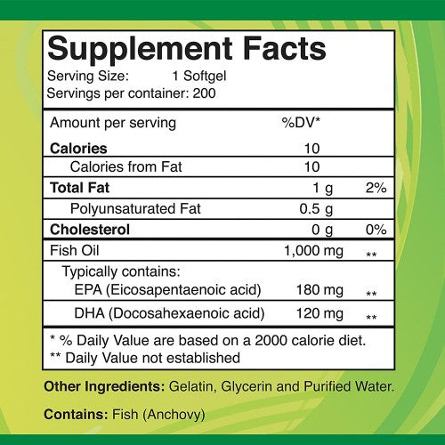 Omega 3 Fish Oil 1000 mg - 200 softgels