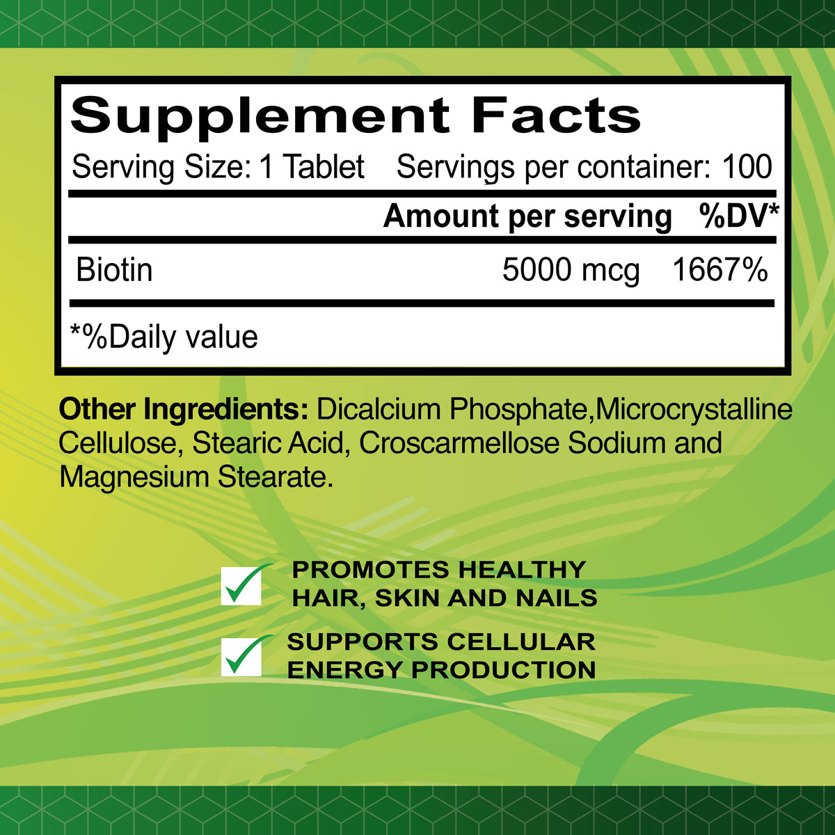 Biotin 5000 mcg 100 tablets - Master Case 48