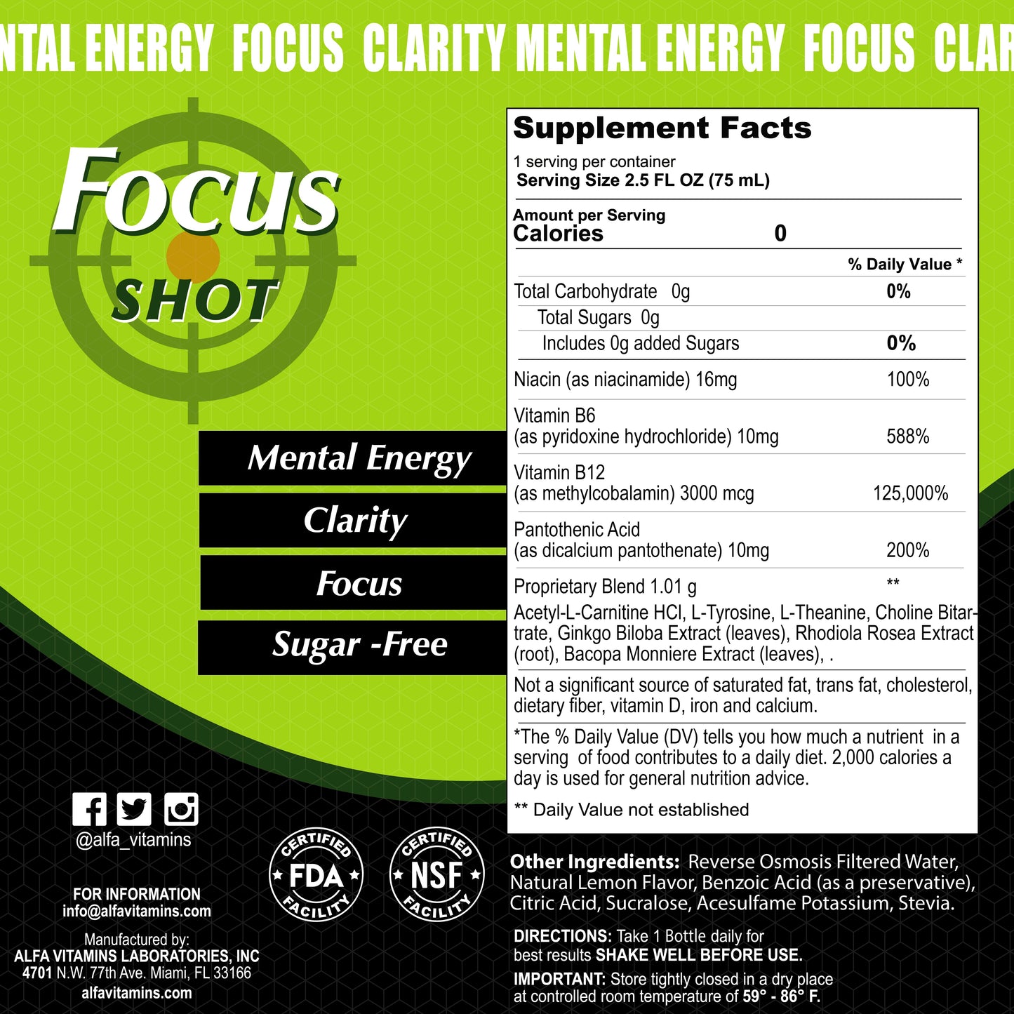 Focus Shot - Mental Energy - Focus & clarity - 20 Pack