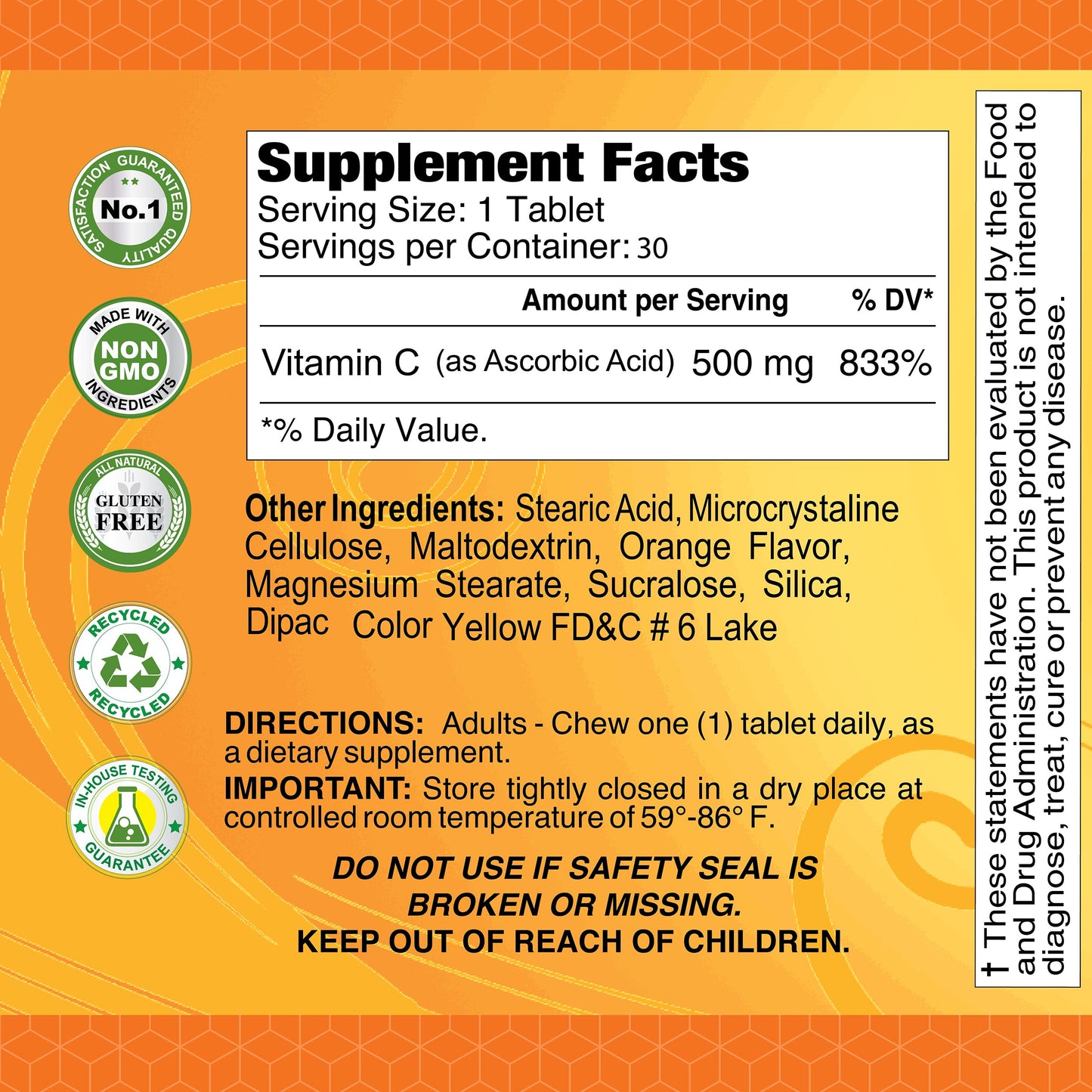Vitamin C 500 mg Chewables - 100 tablets