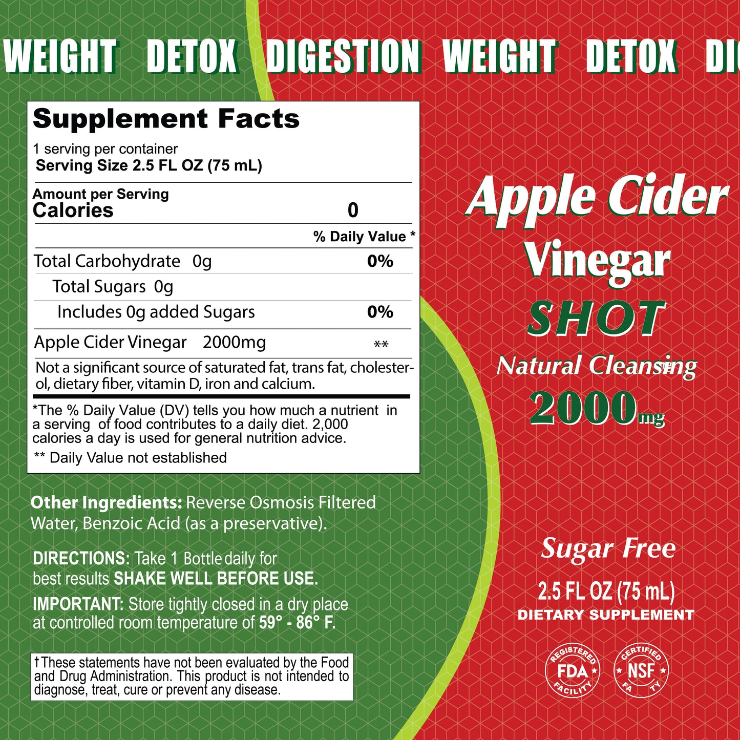 Apple Cider Vinegar Shot 2000 MG 20 Pack - Master Case 4