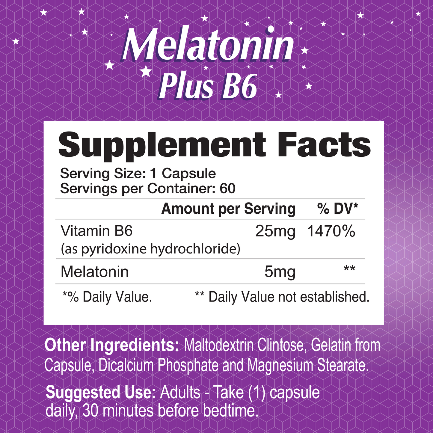 Melatonin Plus B-6 - 60 capsules