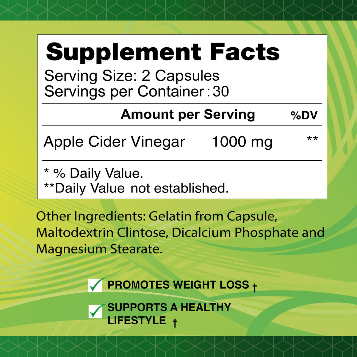 Apple Cider Vinegar 1000 mg 60 capsules - Master Case 48