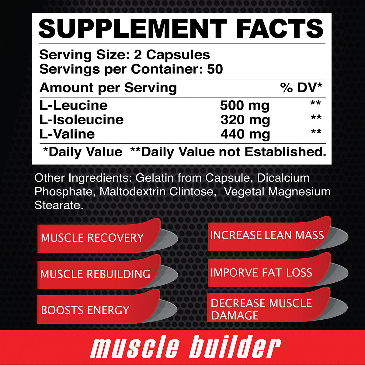 Maximum BCAA - Muscle Mass Builder - 100 capsules
