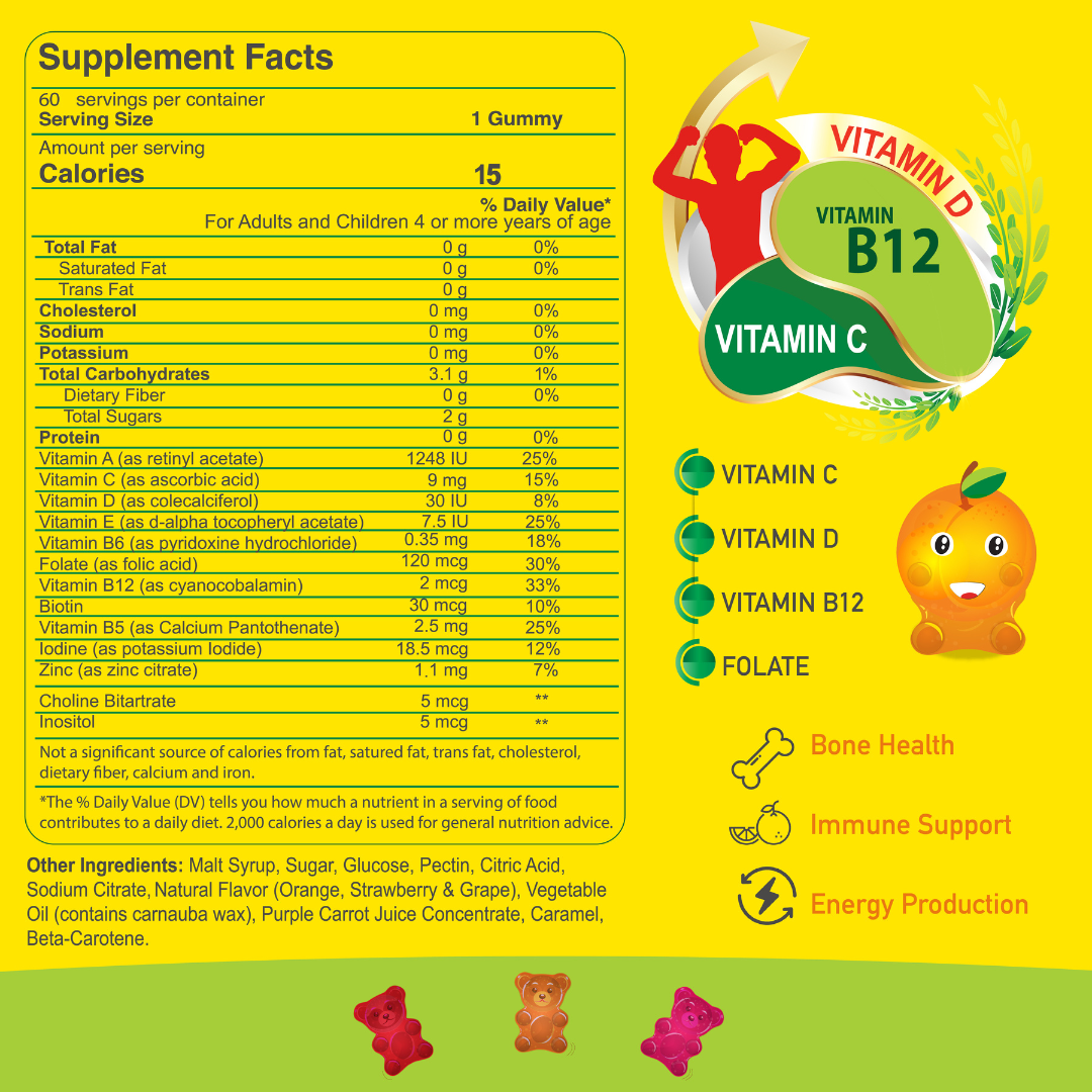 Super Gummy Bears - Kids Complete Vitamins - 60 Count
