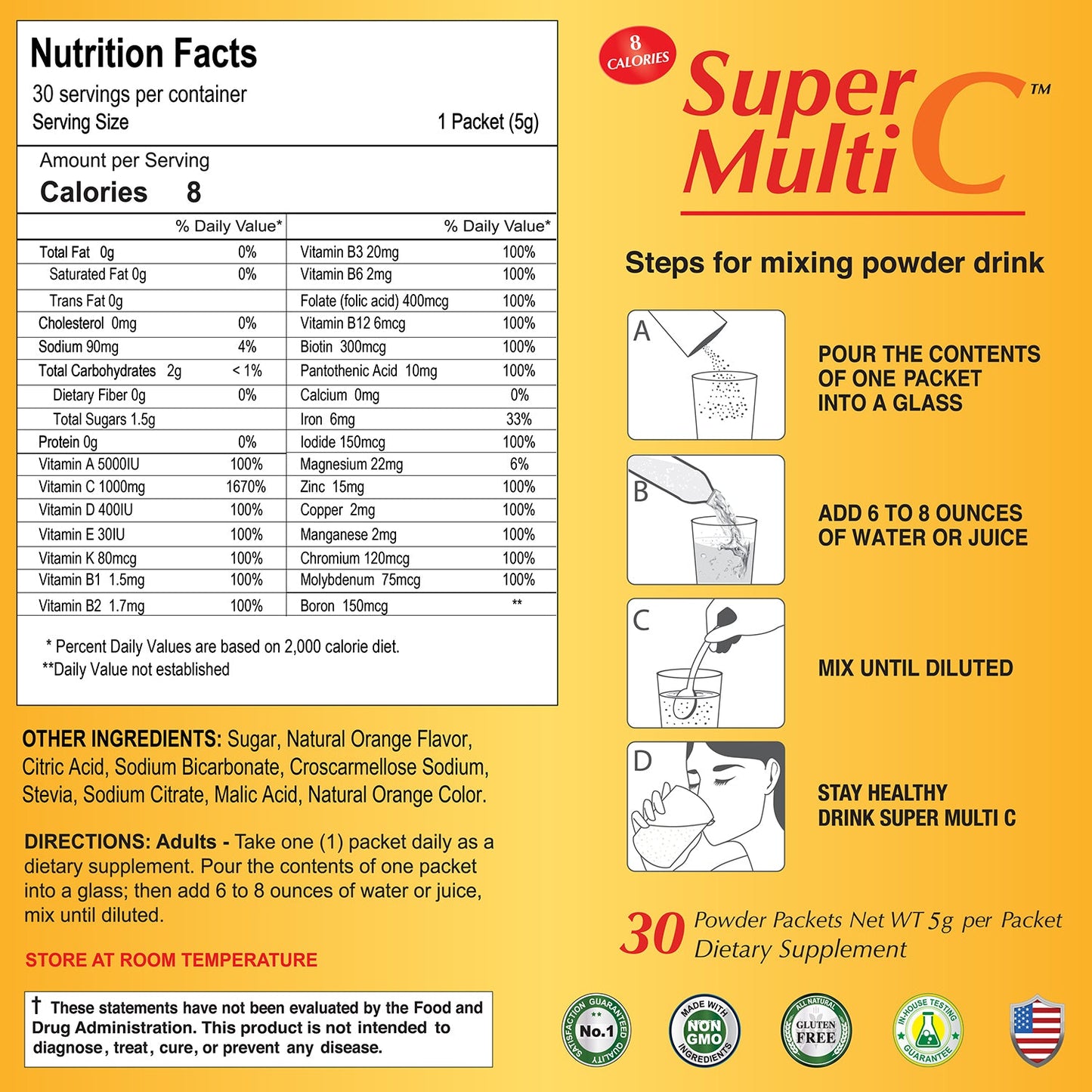 Super Multi C Powder Formula - Vitamin C 1000 mg - 30 Packets