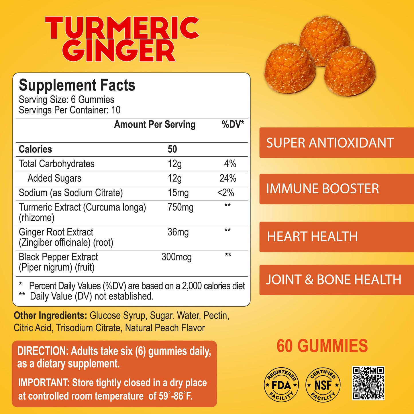 Turmeric Ginger Gummies - 60 Gummies